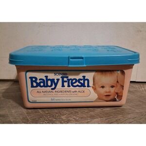 Vintage Baby Wipes Container Tub 90s Pink Blue Baby Fresh Scott RARE HTF